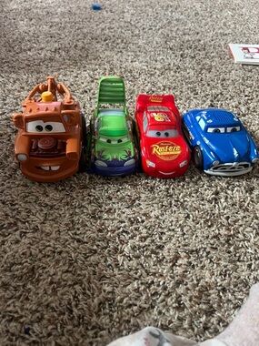 Disney Cars Character Vehicle Set - Brown, Green, Red, Blue